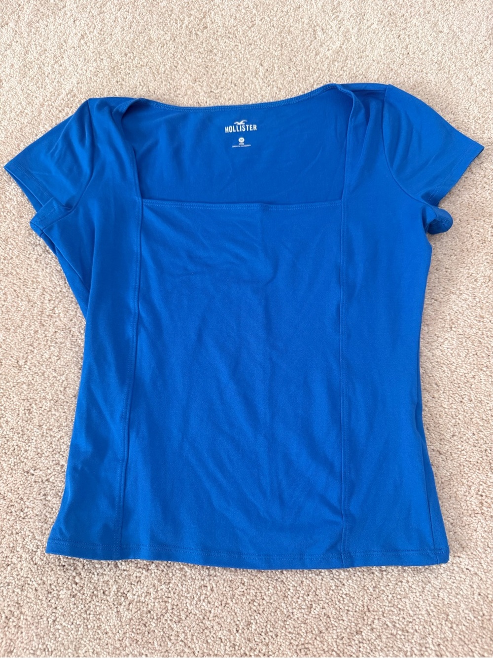 Hollister Bright Blue Square Neck Short Sleeve Tee